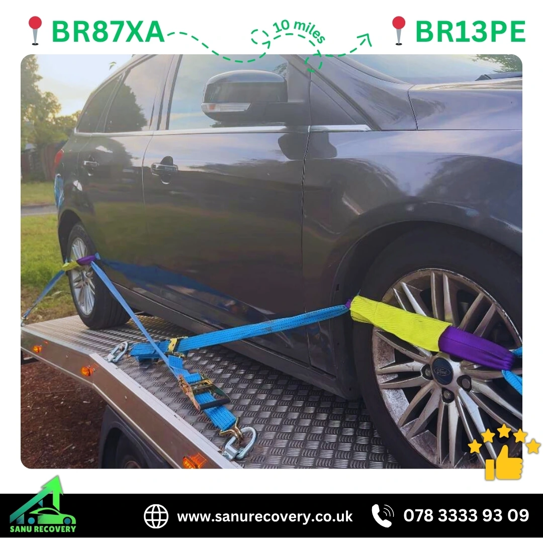Vehicle recovery and accident towing in Bromley - Sanu Recovery safely transporting damaged cars